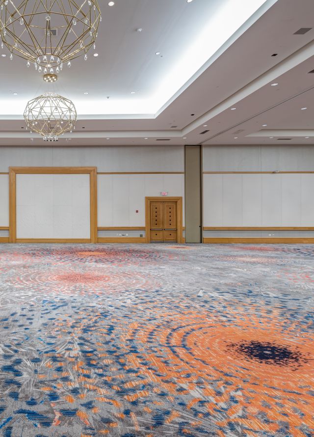 Empty ballroom with chandeliers