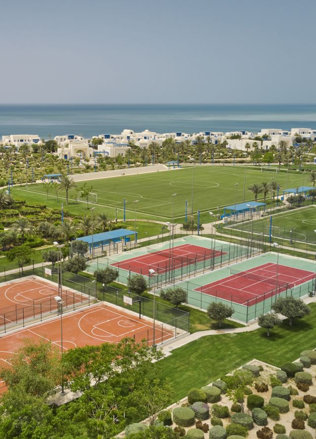 Overhead view of sport courts