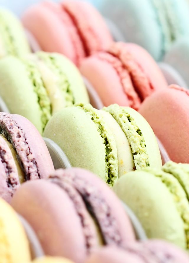 Close Up of Colorful Macaron Cookies