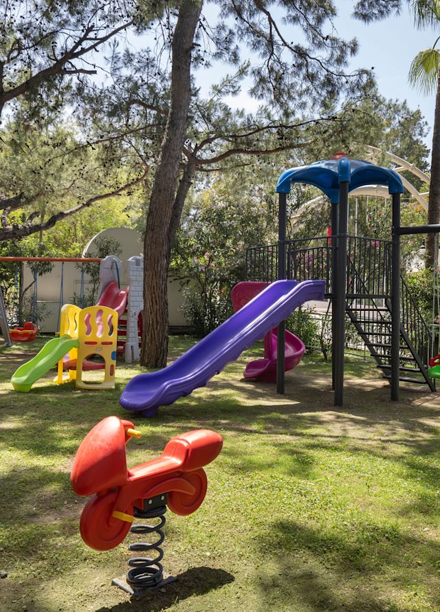 Kids play area focus on house slide