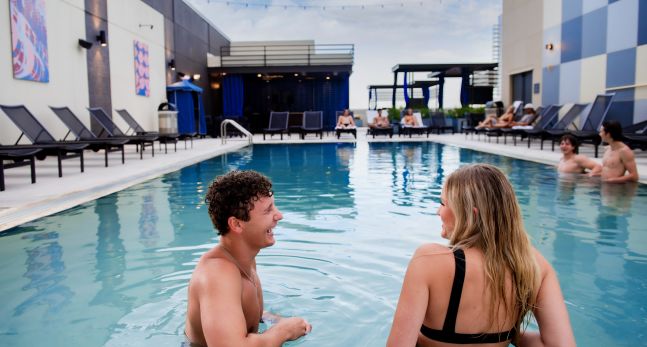guests at outdoor pool