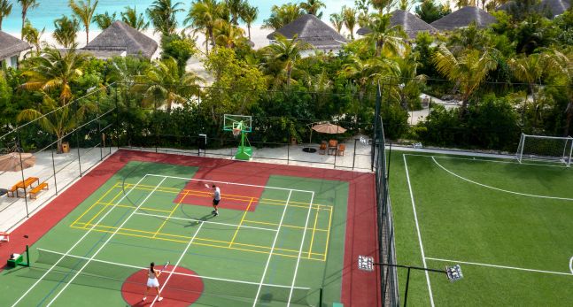 outdoor tennis and soccer courts