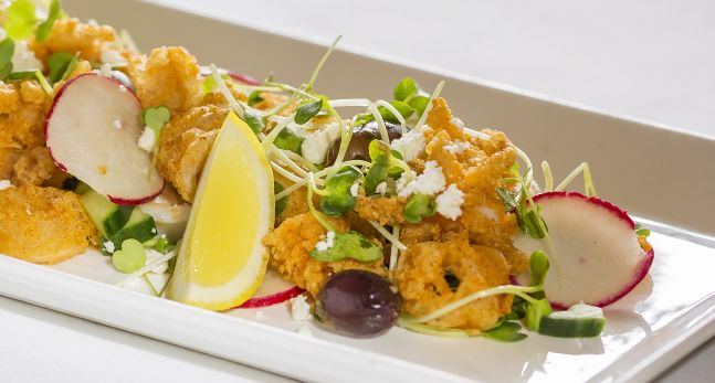 DoubleTree by Hilton Hotel San Jose, CA - Crisp Calamari Plated with Lemon and Vegetables