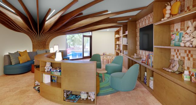 Kids Club with seating, toys and wall mounted TV