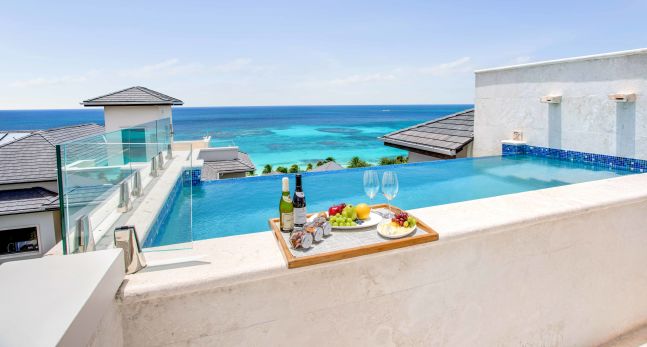Two bedroom penthouse shot of roof top pool