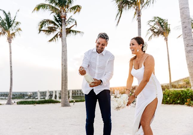 bride and groom on the beach