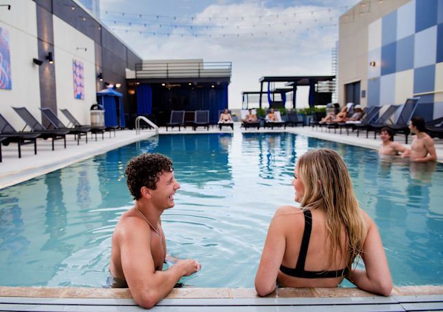 guests at outdoor pool