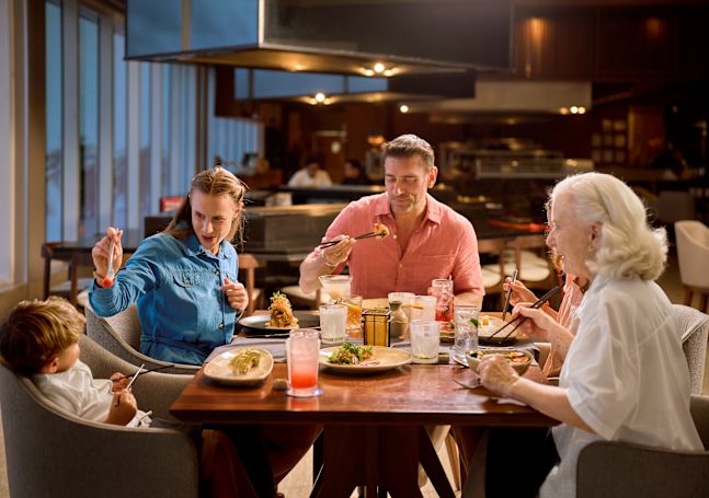 A family dining at Noriku Restaurant