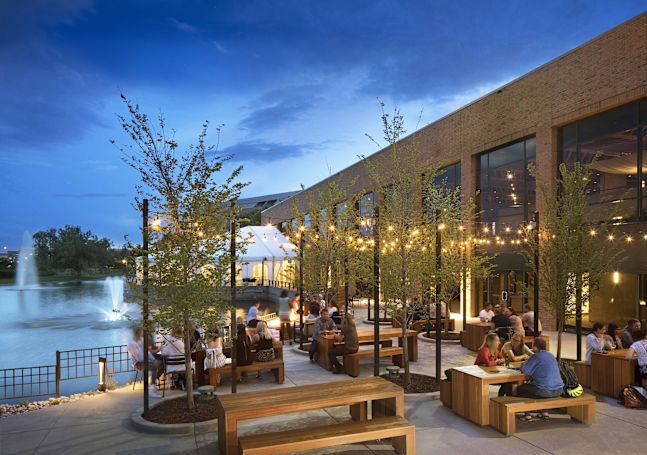 Beer garden with customers 