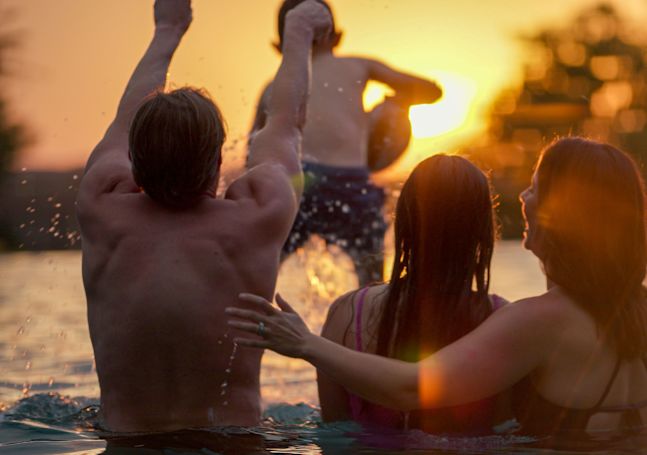 Family in a pool