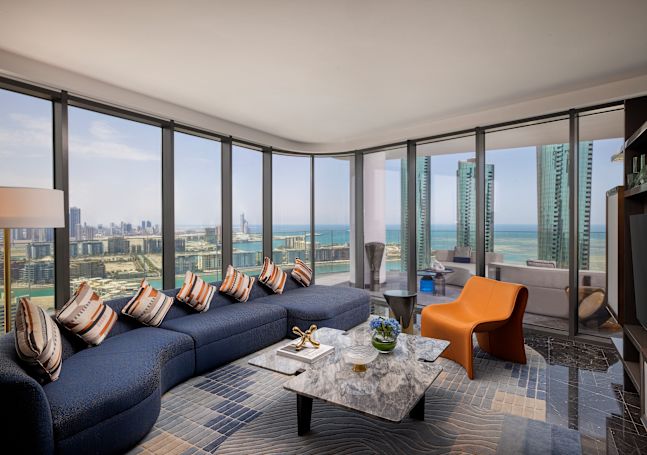 Suite Living Area with Panoramic City Views