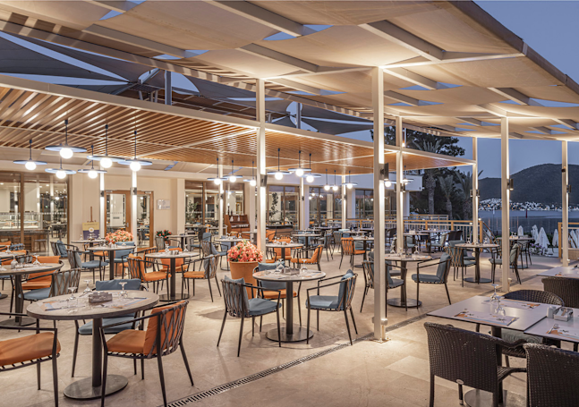 Terrace of Panorama restaurant with sea view
