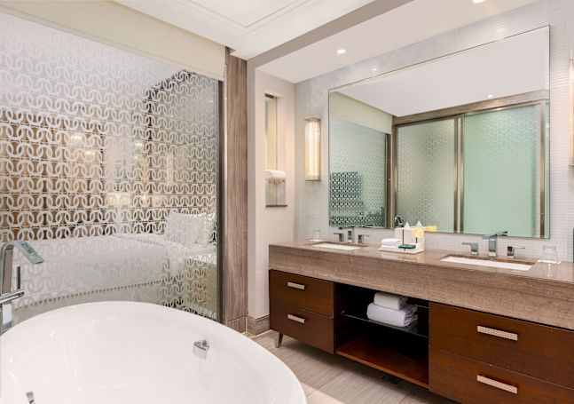 large mirror in bathroom
