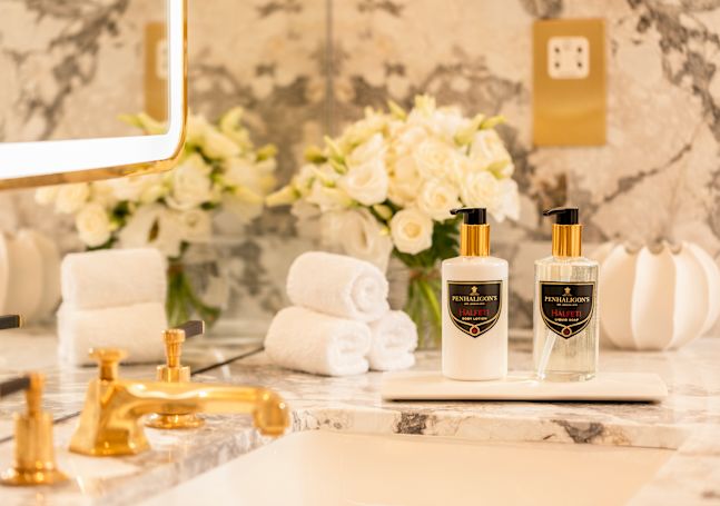 Special soaps on marbled sink