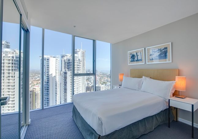Bedroom with city view