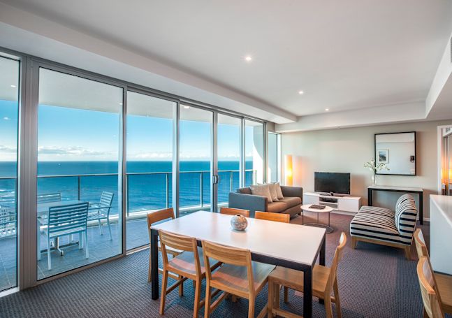 Suite living area and kitchen area with ocean view