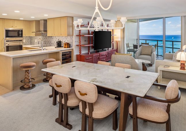 Suite Living and Dining Areas with Ocean View