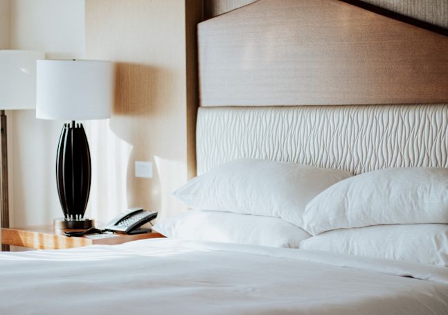 Guest Bed with Bedside Table and Lamp