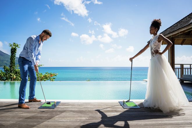 Pengalaman golf vila kolam renang pasangan pernikahan