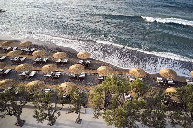 Vue aérienne de la plage de l'hôtel