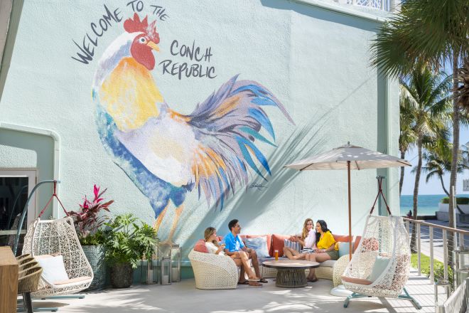 People Gathering at Rooster Patio