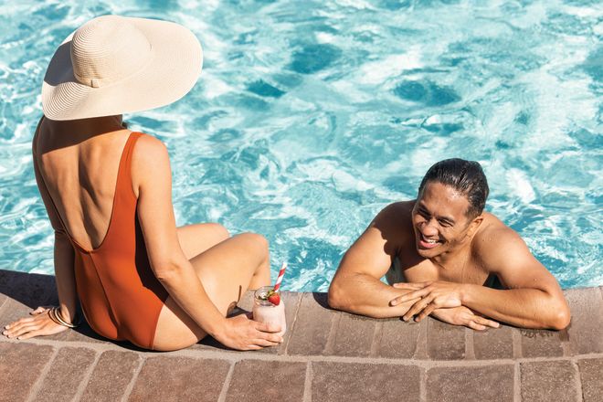 Couple Enjoying a Day at the Pool