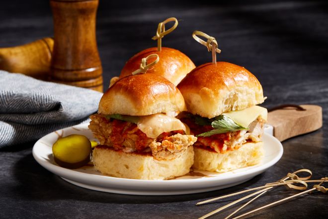 a Plate with Sliders at Diplomat Bar