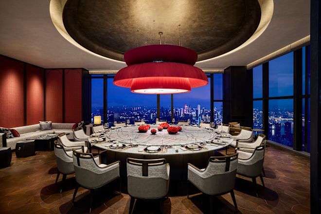 Large Round Table Setup for Dining at YU Restaurant