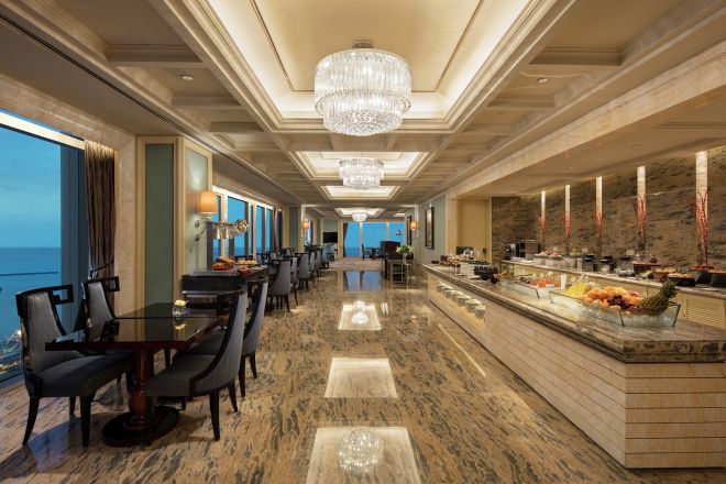 Seating area with food options