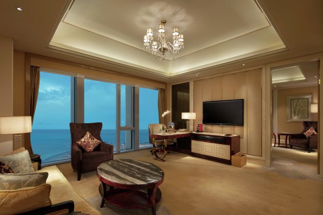 Living area with TV and chairs