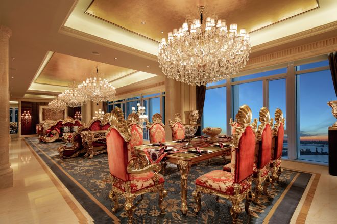 Living area with dining table and chairs