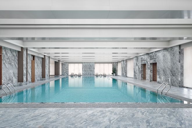 Indoor pool with handrails