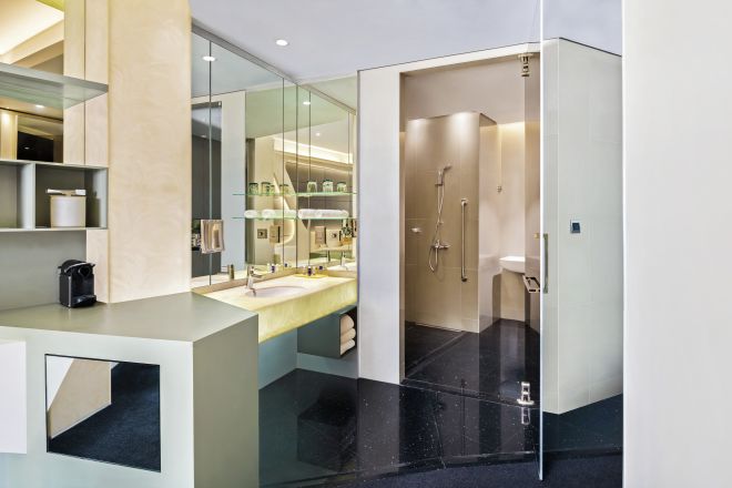 Accessible Guest Bathroom with Roll-In Shower