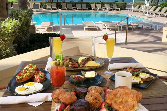 Flagler's breakfast table by the outdoor pool