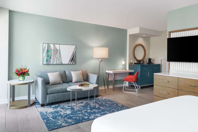 Couch, Desk, TV Lounge Area