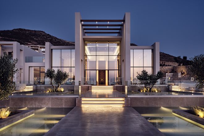 View of Hotel Exterior in the Evening