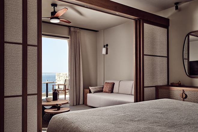 Suite Bedroom, Living Area and Terrace with Sea View