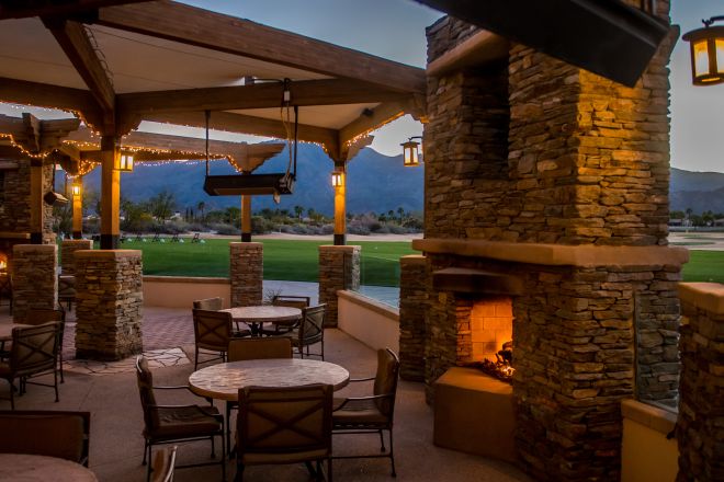 Outdoor Patio Area with seating and fire