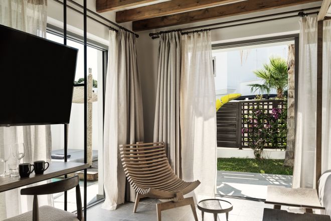 Living Area with HDTV in a Hotel Suite