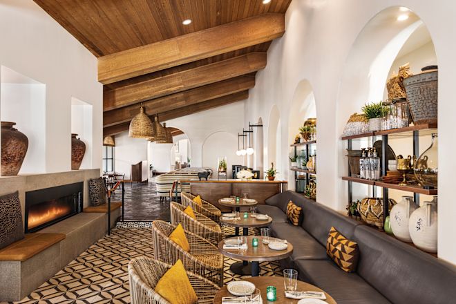 Sitting Area at Ox and Ocean Restaurant with Fire Place