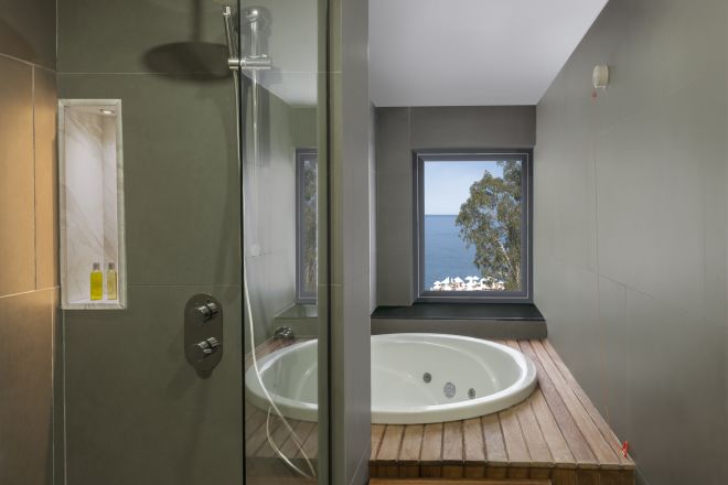 Guest Bathroom with Shower and Whirlpool Tub