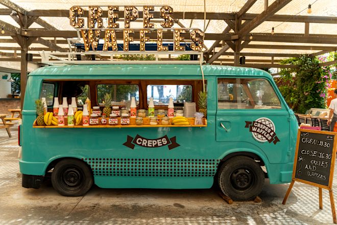 Kaffee- und Waffel-Speisenwagen