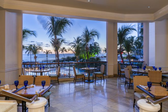The Lighthouse Terrace with View of the Beach at Sunset