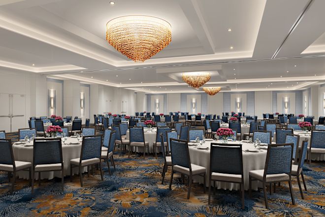 grand ballroom with round tables