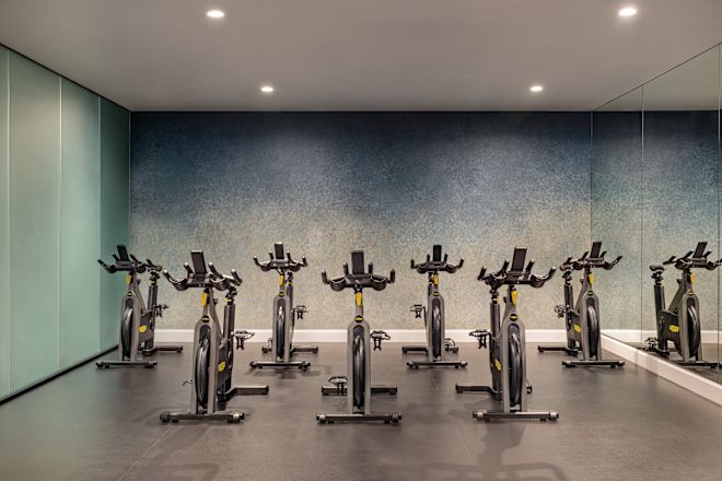 fitness center spin bikes
