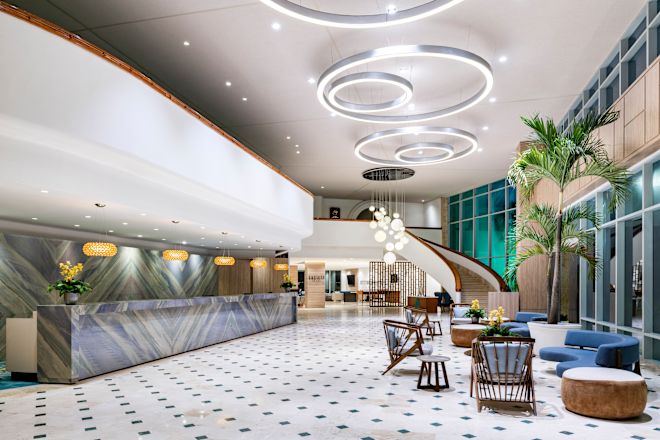 hotel lobby and front desk