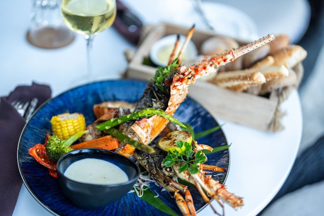 Seafood and Sauce on a Plate at Four Degree Restaurant