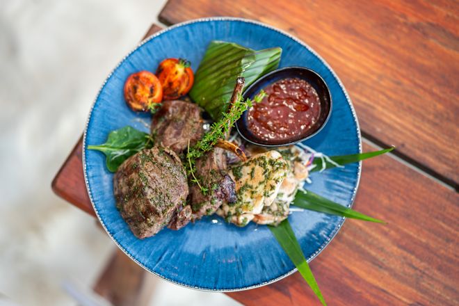 Meat Dish on a Plate at Four Degree Restaurant