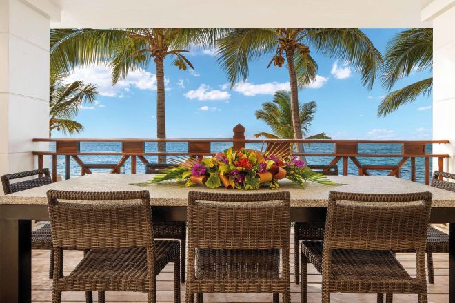 Loungers on terrace in two bedroom premium beack front suite
