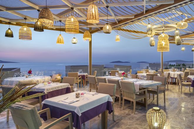 Restaurant Tables at Dusk